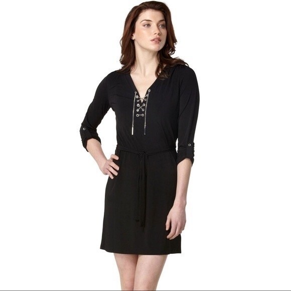 NWT Michael Kors Chain lace up dress. Size Small - Picture 2 of 13